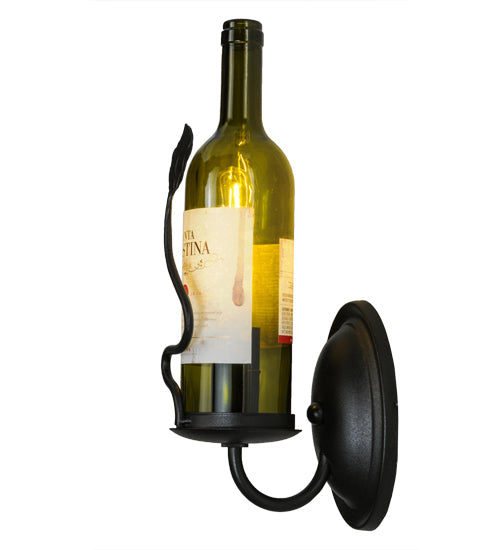 Meyda Lighting Tuscan Vineyard 4" Textured Black Wall Sconce With Green Personalized Wine Bottle Shade Glass