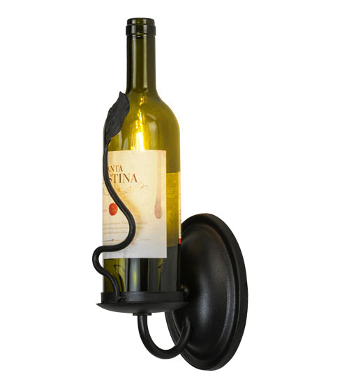 Meyda Lighting Tuscan Vineyard 4" Textured Black Wall Sconce With Green Personalized Wine Bottle Shade Glass