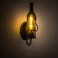Meyda Lighting Tuscan Vineyard 4" Textured Black Wall Sconce With Green Wine Bottle Etched Grapes Shade Glass