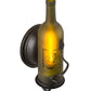 Meyda Lighting Tuscan Vineyard 4" Textured Black Wall Sconce With Green Wine Bottle Etched Grapes Shade Glass