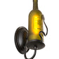 Meyda Lighting Tuscan Vineyard 4" Textured Black Wall Sconce With Green Wine Bottle Etched Grapes Shade Glass