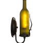 Meyda Lighting Tuscan Vineyard 4" Textured Black Wall Sconce With Green Wine Bottle Etched Grapes Shade Glass