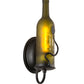 Meyda Lighting Tuscan Vineyard 4" Textured Black Wall Sconce With Green Wine Bottle Etched Grapes Shade Glass