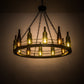 Meyda Lighting Tuscan Vineyard 42" 12-Light Flat Black Chandelier With Amber & Green Wine Bottle Shade Glass