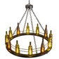 Meyda Lighting Tuscan Vineyard 42" 12-Light Flat Black Chandelier With Amber & Green Wine Bottle Shade Glass