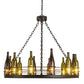 Meyda Lighting Tuscan Vineyard 42" 12-Light Flat Black Chandelier With Amber & Green Wine Bottle Shade Glass