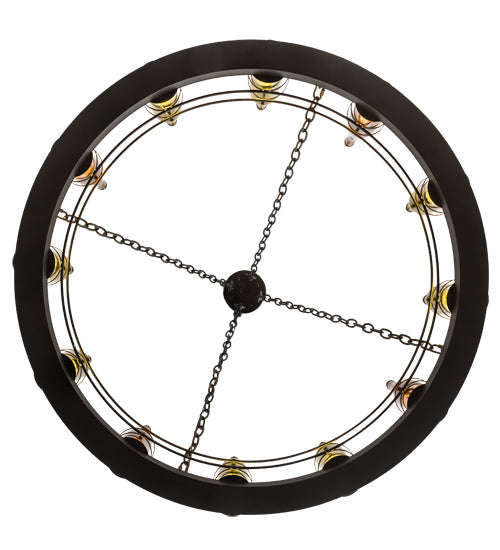 Meyda Lighting Tuscan Vineyard 42" 12-Light Flat Black Chandelier With Amber & Green Wine Bottle Shade Glass