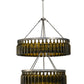 Meyda Lighting Tuscan Vineyard 46" 12-Light 2-Tier Matte Clear Estate Chandelier With Green Wine Bottle Shade Glass