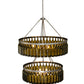 Meyda Lighting Tuscan Vineyard 46" 12-Light 2-Tier Matte Clear Estate Chandelier With Green Wine Bottle Shade Glass