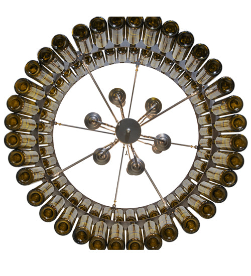 Meyda Lighting Tuscan Vineyard 46" 12-Light 2-Tier Matte Clear Estate Chandelier With Green Wine Bottle Shade Glass