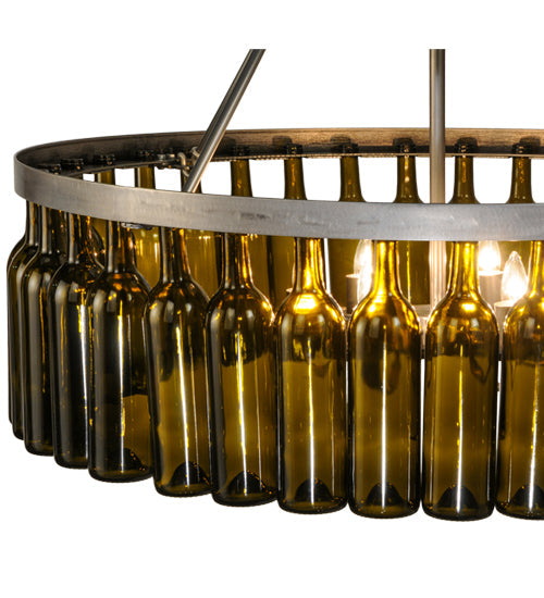 Meyda Lighting Tuscan Vineyard 46" 12-Light 2-Tier Matte Clear Estate Chandelier With Green Wine Bottle Shade Glass