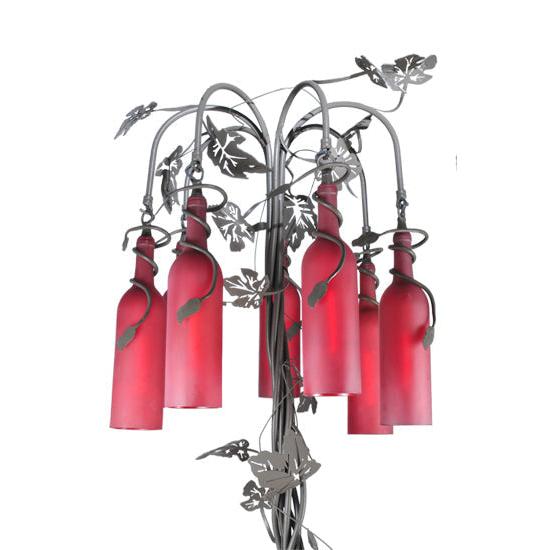 Meyda Lighting Tuscan Vineyard 47" 7-Light Timeless Bronze Table Lamp With Red Wine Bottle Shade Glass