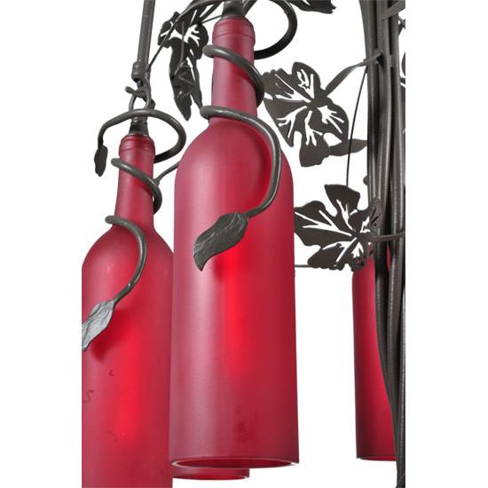 Meyda Lighting Tuscan Vineyard 47" 7-Light Timeless Bronze Table Lamp With Red Wine Bottle Shade Glass