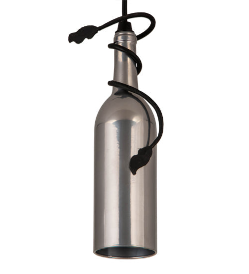 Meyda Lighting Tuscan Vineyard 5" Black Mini Pendant Light With Chrome Wine Bottle Shade