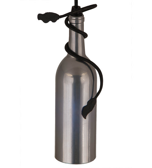 Meyda Lighting Tuscan Vineyard 5" Black Mini Pendant Light With Chrome Wine Bottle Shade