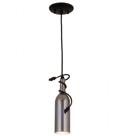 Meyda Lighting Tuscan Vineyard 5" Black Mini Pendant Light With Chrome Wine Bottle Shade