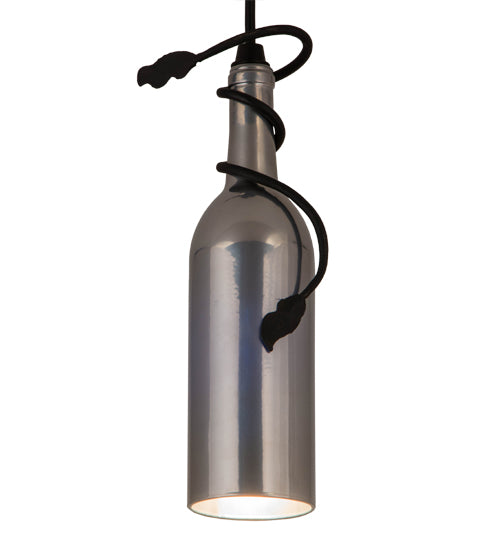 Meyda Lighting Tuscan Vineyard 5" Black Mini Pendant Light With Chrome Wine Bottle Shade