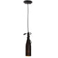 Meyda Lighting Tuscan Vineyard 5" Black Mini Pendant Light With Frosted Amber Wine Bottle Shade Glass