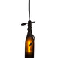 Meyda Lighting Tuscan Vineyard 5" Black Mini Pendant Light With Frosted Amber Wine Bottle Shade Glass