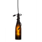 Meyda Lighting Tuscan Vineyard 5" Black Mini Pendant Light With Frosted Amber Wine Bottle Shade Glass