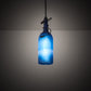 Meyda Lighting Tuscan Vineyard 5" Black Mini Pendant Light With Frosted Blue Wine Bottle Shade Glass