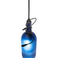 Meyda Lighting Tuscan Vineyard 5" Black Mini Pendant Light With Frosted Blue Wine Bottle Shade Glass