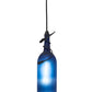 Meyda Lighting Tuscan Vineyard 5" Black Mini Pendant Light With Frosted Blue Wine Bottle Shade Glass