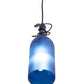 Meyda Lighting Tuscan Vineyard 5" Black Mini Pendant Light With Frosted Blue Wine Bottle Shade Glass