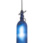 Meyda Lighting Tuscan Vineyard 5" Black Mini Pendant Light With Frosted Blue Wine Bottle Shade Glass
