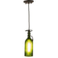 Meyda Lighting Tuscan Vineyard 5" Black Mini Pendant Light With Frosted Green Wine Bottle Shade Glass