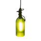 Meyda Lighting Tuscan Vineyard 5" Black Mini Pendant Light With Frosted Green Wine Bottle Shade Glass