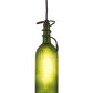 Meyda Lighting Tuscan Vineyard 5" Black Mini Pendant Light With Frosted Green Wine Bottle Shade Glass