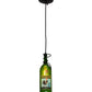 Meyda Lighting Tuscan Vineyard 5" Black Personalized Pendant Light With Green Wine Bottle Shade Glass