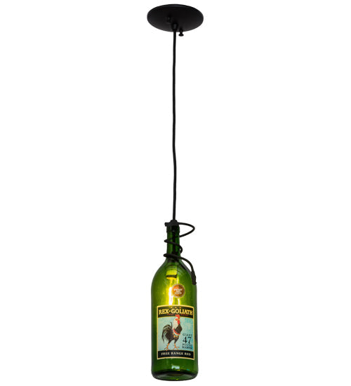 Meyda Lighting Tuscan Vineyard 5" Black Personalized Pendant Light With Green Wine Bottle Shade Glass