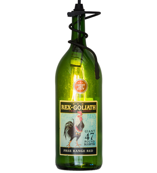 Meyda Lighting Tuscan Vineyard 5" Black Personalized Pendant Light With Green Wine Bottle Shade Glass