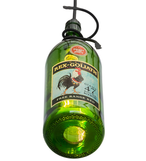 Meyda Lighting Tuscan Vineyard 5" Black Personalized Pendant Light With Green Wine Bottle Shade Glass