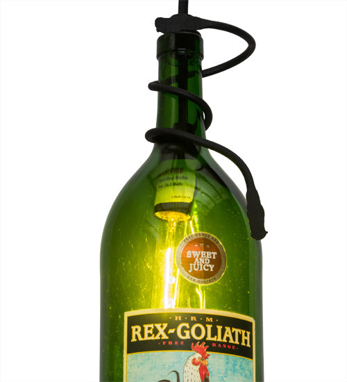 Meyda Lighting Tuscan Vineyard 5" Black Personalized Pendant Light With Green Wine Bottle Shade Glass