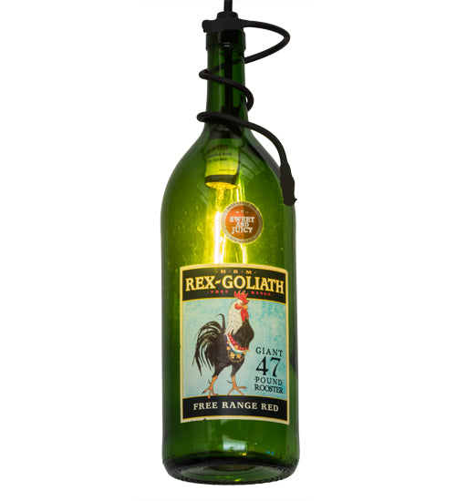 Meyda Lighting Tuscan Vineyard 5" Black Personalized Pendant Light With Green Wine Bottle Shade Glass