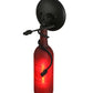 Meyda Lighting Tuscan Vineyard 5" Black Wall Sconce With Frosted Red Etched Grapes Wine Bottle Shade Glass