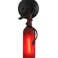 Meyda Lighting Tuscan Vineyard 5" Black Wall Sconce With Frosted Red Etched Grapes Wine Bottle Shade Glass