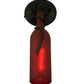 Meyda Lighting Tuscan Vineyard 5" Black Wall Sconce With Frosted Red Wine Bottle Shade Glass