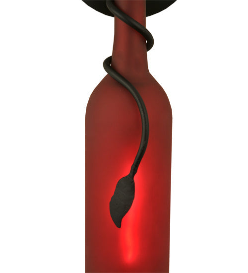 Meyda Lighting Tuscan Vineyard 5" Black Wall Sconce With Frosted Red Wine Bottle Shade Glass