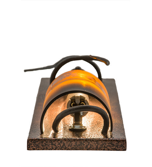 Meyda Lighting Tuscan Vineyard 5" Copper Vein Wine Bottle Wall Sconce With Amber Sandblasted Shade Glass