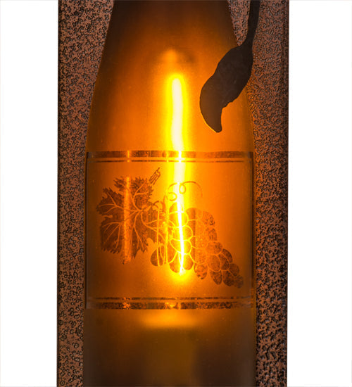 Meyda Lighting Tuscan Vineyard 5" Copper Vein Wine Bottle Wall Sconce With Amber Sandblasted Shade Glass