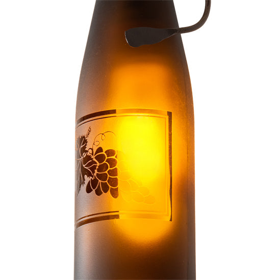 Meyda Lighting Tuscan Vineyard 5" Mahogany Bronze Mini Pendant Light With Amber Wine Bottle Shade Glass