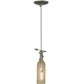 Meyda Lighting Tuscan Vineyard 5" Nickel Mini Pendant Light With Clear Frosted Wine Bottle Shade Glass