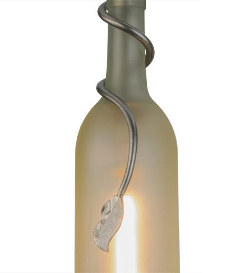Meyda Lighting Tuscan Vineyard 5" Nickel Mini Pendant Light With Clear Frosted Wine Bottle Shade Glass