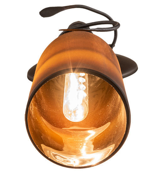 Meyda Lighting Tuscan Vineyard 5" Oil Rubbed Bronze Wall Sconce With Frosted Amber Wine Bottle Shade Glass