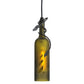 Meyda Lighting Tuscan Vineyard 5" Textured Black Lighthouse Mini Pendant Light With Green Wine Bottle Shade Glass
