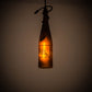 Meyda Lighting Tuscan Vineyard 5" Textured Black Mini Pendant Light With Amber Sandblasted Bottle Shade Glass